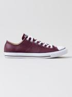 Topman Mens Red Converse Burgundy Leather Trainers