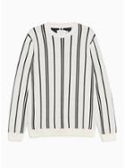 Topman Mens Cream Ecru And Black Stripe Sweater