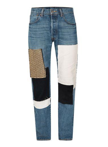 Topman Mens Topman Finds Blue Patchwork Jeans