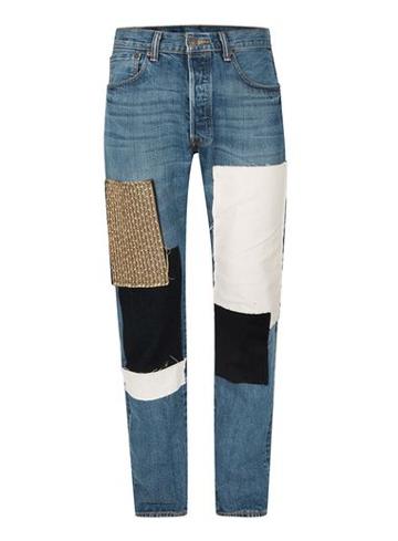 Topman Mens Topman Finds Blue Patchwork Jeans