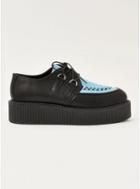 Topman Mens Black And Blue Wedge Platform Shoes