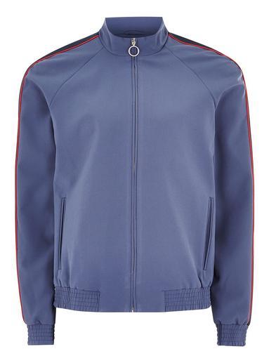 Topman Mens Blue Zip Through Track Top