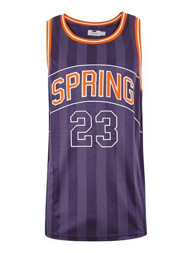 Topman Mens Multi Purple Spring Embroidered Tank