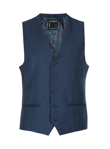 Topman Mens Mid Blue Skinny Fit Suit Vest