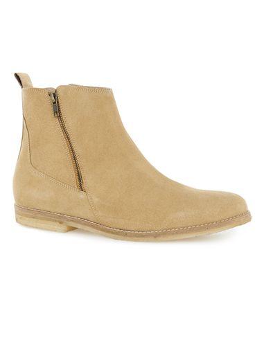 Topman Mens Yellow Sand Suede Zip Boots