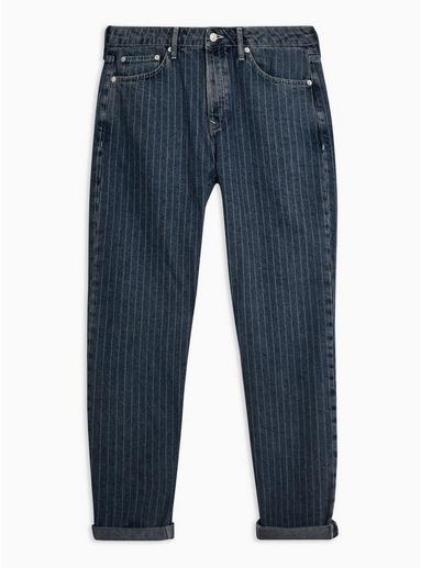 Topman Mens Blue Striped Original Jeans