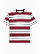Topman Mens Red Burgundy And White 90's Stripe T-shirt