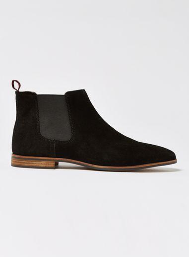 Topman Mens Black Suede Space Chelsea Boots