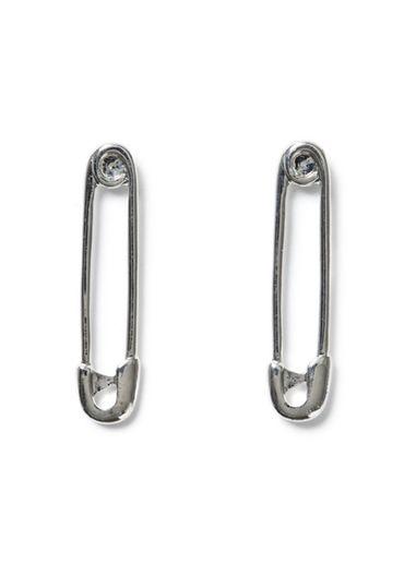 Topman Mens Silver Look Safety Pin Earrings*