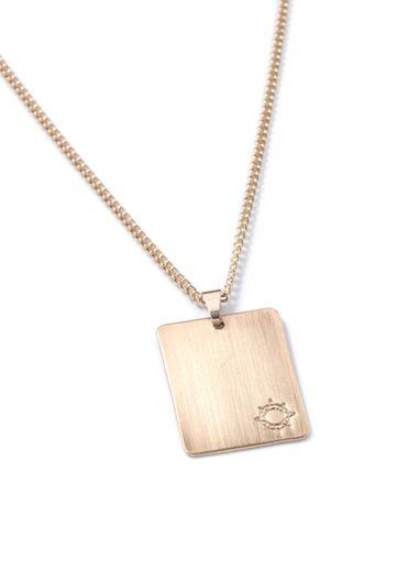 Topman Mens Metallic Gold Look Square Dog Tag Necklace*