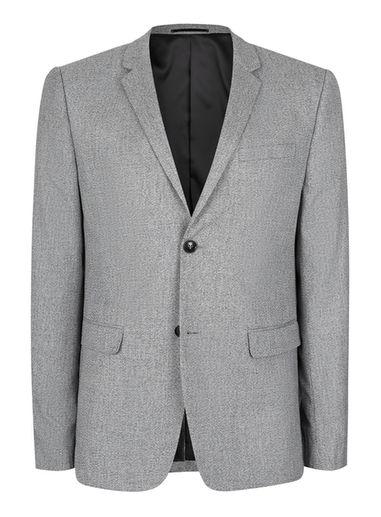 Topman Mens Grey Salt And Pepper Textured Skinny Fit Blazer
