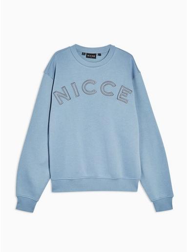 Nicce Mens Nicce Blue Oversized Bower Sweatshirt