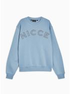 Nicce Mens Nicce Blue Oversized Bower Sweatshirt