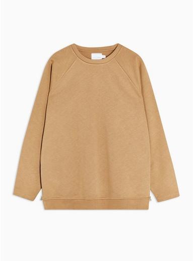 Topman Mens Brown Topman Premium Camel Zip Sweatshirt