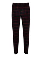 Topman Mens Navy And Red Check Skinny Fit Pants