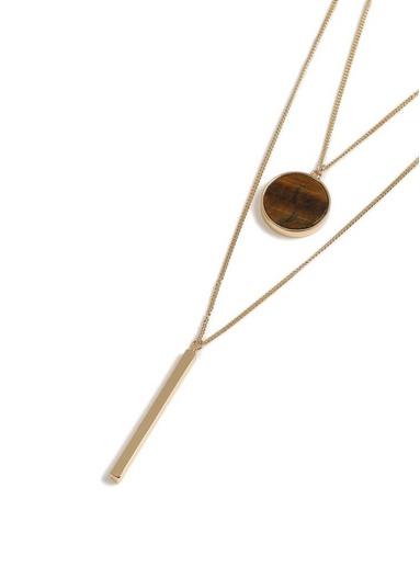 Topman Mens Brown Gold Disc Necklace*