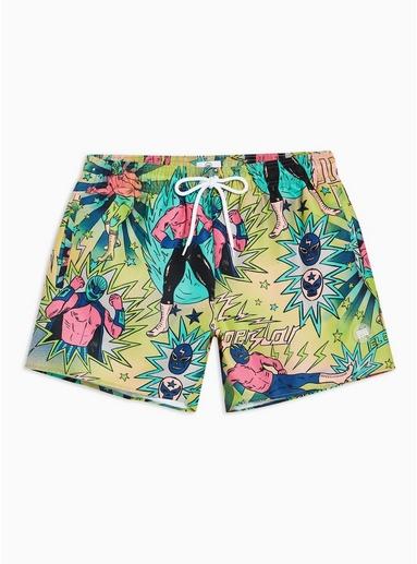 Topman Mens Multi Wrestler Print Swim Shorts