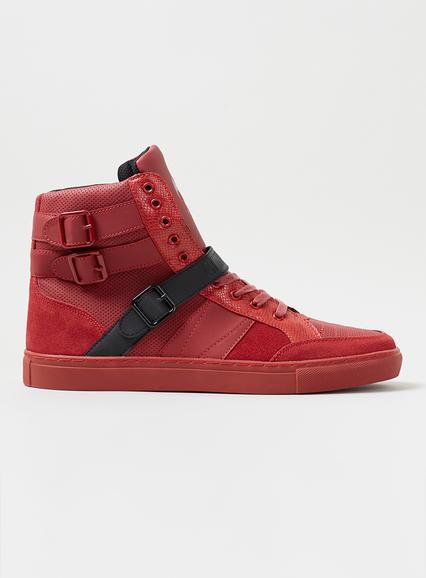 Topman Mens Criminal Damage Red/black Strap Boots