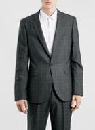 Topman Mens Brown Grey Check Slim Fit Suit Jacket