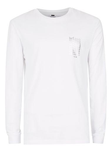 Topman Mens White Foil Print Long Sleeve T-shirt