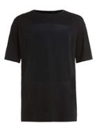 Topman Mens Lux Black Woven Front Panel T-shirt