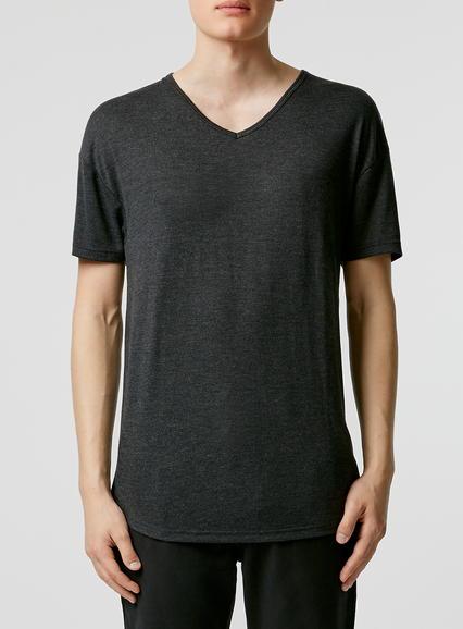 Topman Mens Black Drapey V-neck T-shirt
