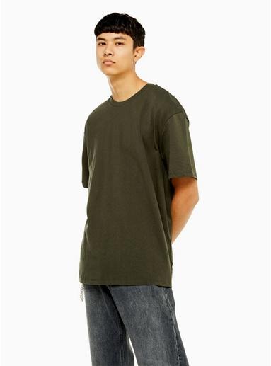 Topman Mens Khaki Forest Green Oversized T-shirt