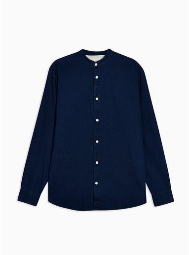 Selected Homme Mens Selected Homme Navy Nolan Grandad Collar Shirt