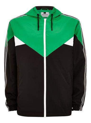 Topman Mens Multi Color Block Side Stripe Windbreaker Jacket