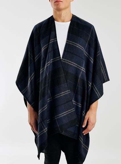 Topman Mens Blue Navy And Black Cape