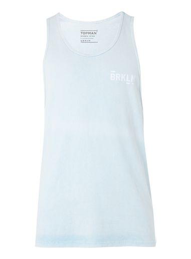Topman Mens Blue Brooklyn Print Tank Top