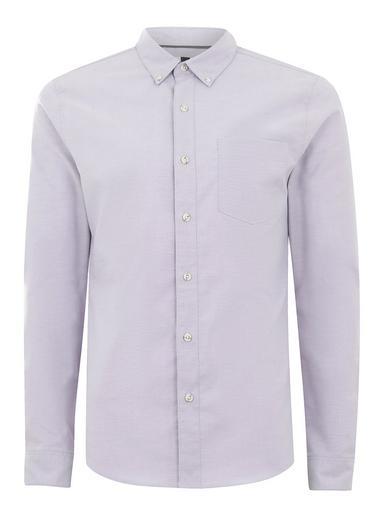 Topman Mens Purple Lilac And White Muscle Fit Oxford Long Sleeve Shirt
