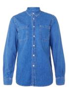 Topman Mens Blue Vintage Wash Denim Casual Shirt