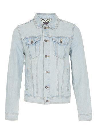 Mens Blue Bleach Denim Western Jacket