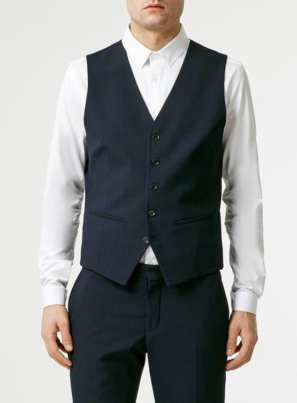 Topman Mens Selected Homme Blue Vest