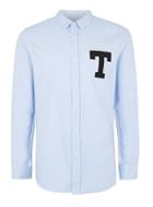 Topman Mens Blue Taped Oxford Shirt