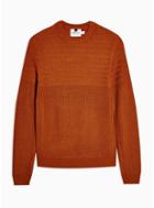 Topman Mens Brown Toffee Yoke Crew Knitted Sweater