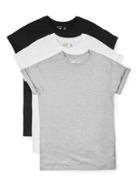 Topman Mens Black, White And Grey Muscle Fit Roller T-shirt Multipack*