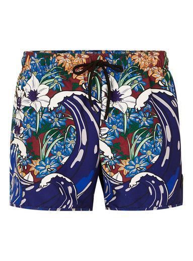Topman Mens Multi Floral And Wave Swim Shorts