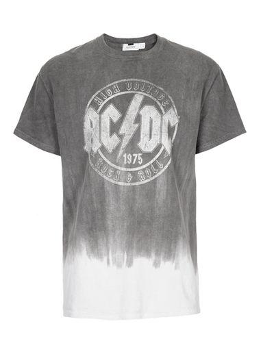 Topman Mens Grey Gray Acdc Dip Dye T-shirt