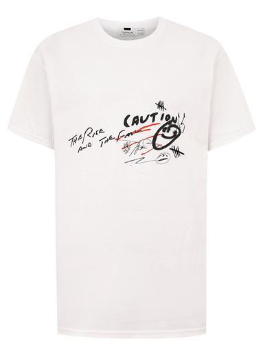 Topman Mens White Doodle T-shirt