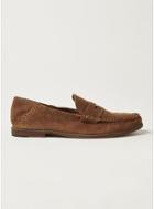 Topman Mens Brown Tan Suede Raider Penny Loafers