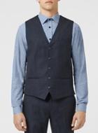 Topman Mens Denim Blue Crosshatch Suit Vest