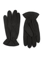 Topman Mens Black Nubuck Leather Gloves