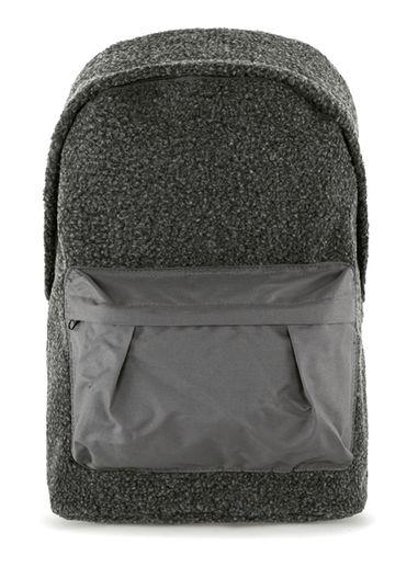 Topman Mens Grey Charcoal Faux Shearling Backpack