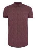Topman Mens Red Burgundy Line Muscle Fit Shirt