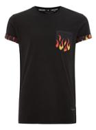 Topman Mens Criminal Damage's Black 'fire' Pocket T-shirt
