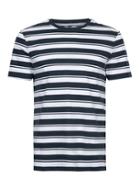 Topman Mens White And Navy Stripe T-shirt