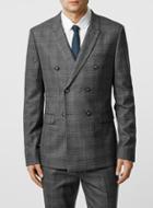 Topman Mens Grey Charcoal Check Double Breasted Suit Jacket