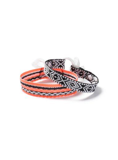 Topman Mens Multi Orange And Black Neon Fabric Bracelet 2 Pack*